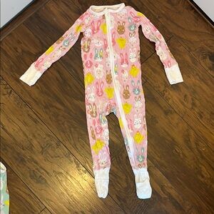 Little Sleepies Pink Bunny Print Baby One Piece